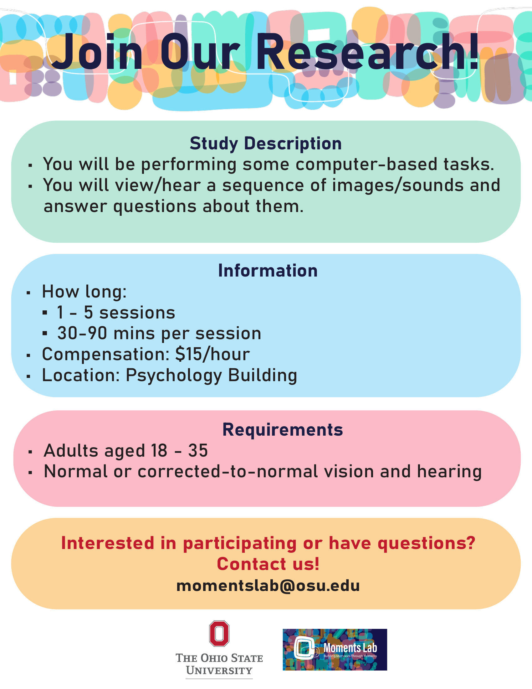 Join Our Research! flyer — behavioral study